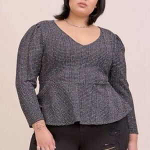TORRID RAINBOW BOUCLE PEPLUM TOP